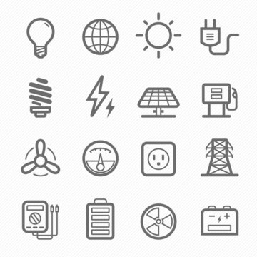 power symbol line icon set