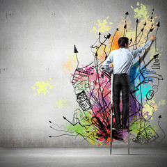 Back view of businessman