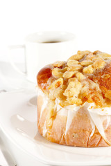 Delicious danish pastry with a cup of black coffee