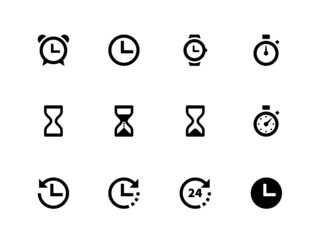 Time and Clock icons on white background.
