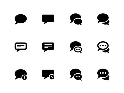 Message bubble icons on white background.
