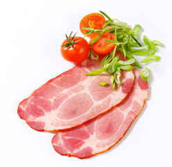Fototapeta premium Slices of smoked pork neck