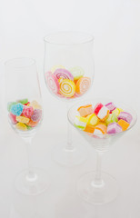 Candy fruit on a white background