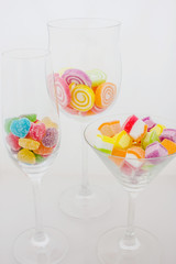 Candy fruit on a white background