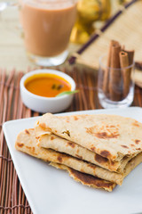 Indian flat-bread called chapati on plate