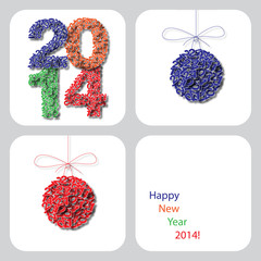 Vector Happy New Year 2014 decoration card_4