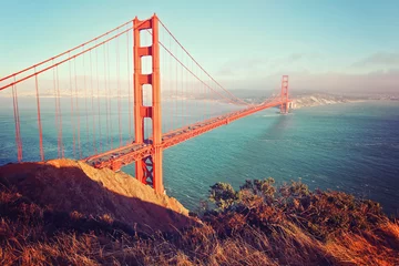 Tableaux sur verre San Francisco Golden Gate Bridge dans la lumière du soir - San Francisco