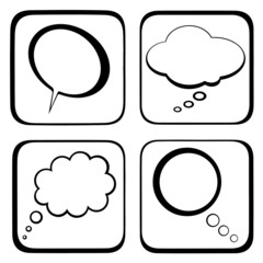 Four thought / speech bubbles