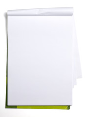 used old blank paper tablet isolated on white