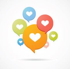 Coloured balloons with heart icon