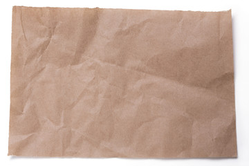 ripped crumpled  pieces of packaging paper  isolated on white