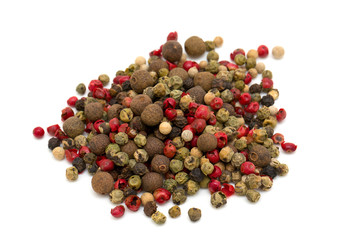 Peppercorn mix isolated on white background