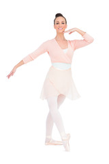 Happy attractive ballerina posing