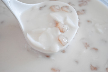 Fototapeta na wymiar Taro balls in coconut cream