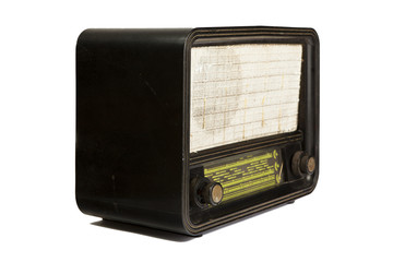 Antique radio tube isolated on white background