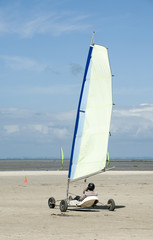 Fototapeta premium Sand yacht on a French beach at Hirel close to St Malo France