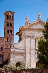 Obraz premium Basilica santa Francesca Romana and belfry at Roman forum