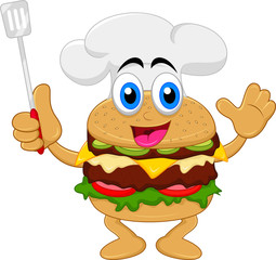 funny cartoon burger chef character