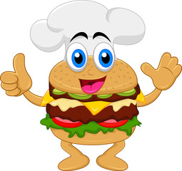 funny cartoon burger chef character
