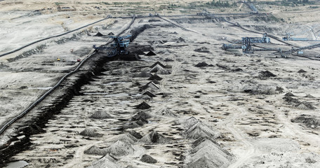 Coal mining in an open pit