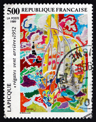 Postage stamp France 1989 Regatta, Painting by Charles Lapicque