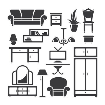 Home furniture icon set