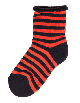 Sock in black and orange stripes
