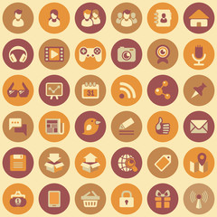 Social Networking Round Icons Set