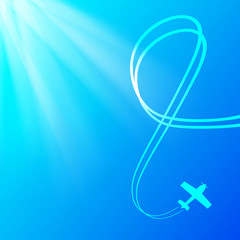 Airplane on blue