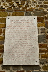 Honour Inscription in Gorizia Castle a Medieval Fortress, Italy