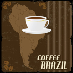 Coffee Brazil Vintage Poster