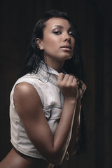 Fit gorgeous brunette