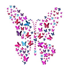 Greeting card with paper butterflies - vector