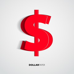 Dollar from paper on isolated white background
