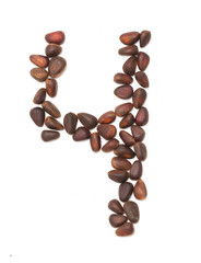 number four of the pine nuts on a white background