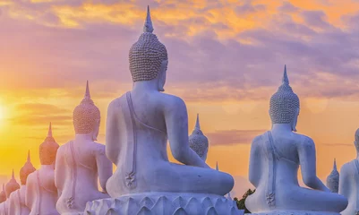 Abwaschbare Fototapete Bangkok Viele Buddha-Statuen