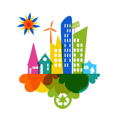 Go green colorful city recycle icon