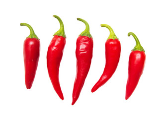 red hot chili peppers isolated on white background