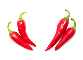 red hot chili peppers isolated on white background