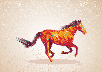 Fond de cheval art triangle abstrait coloré