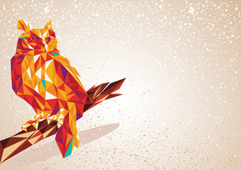Hibou coloré oiseau triangle art illustration de fond