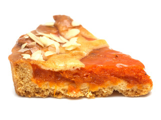 cake with apricot jam on a white background