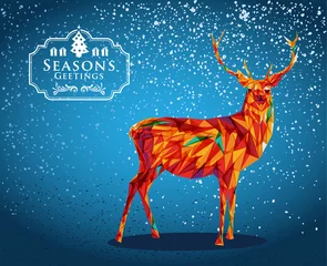 Abwaschbare Fototapete Geometrische Tiere Frohe Weihnachten Rentierform.