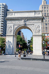 Washington Square Arch and the Empire State Building in the dist
