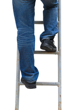 Man Climbing Ladder,Isolated