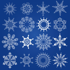 Fototapeta na wymiar snowflakes, Christmas design elements on a blue background