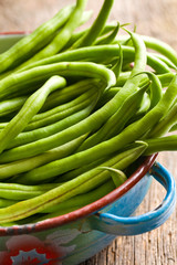 fresh green beans in bowl