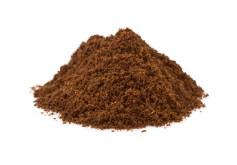 coffee grounds on white background