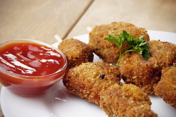 Tasty fried chicken kebob
