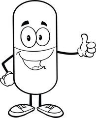 Black And White Pill Capsule Giving A Thumb Up